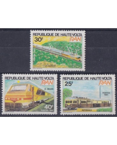 F-EX63576 UPPER VOLTA MNH 1981 RAILROAD RAILWAYS TRAIN FERROCARRIL LOCOMOTIVES.