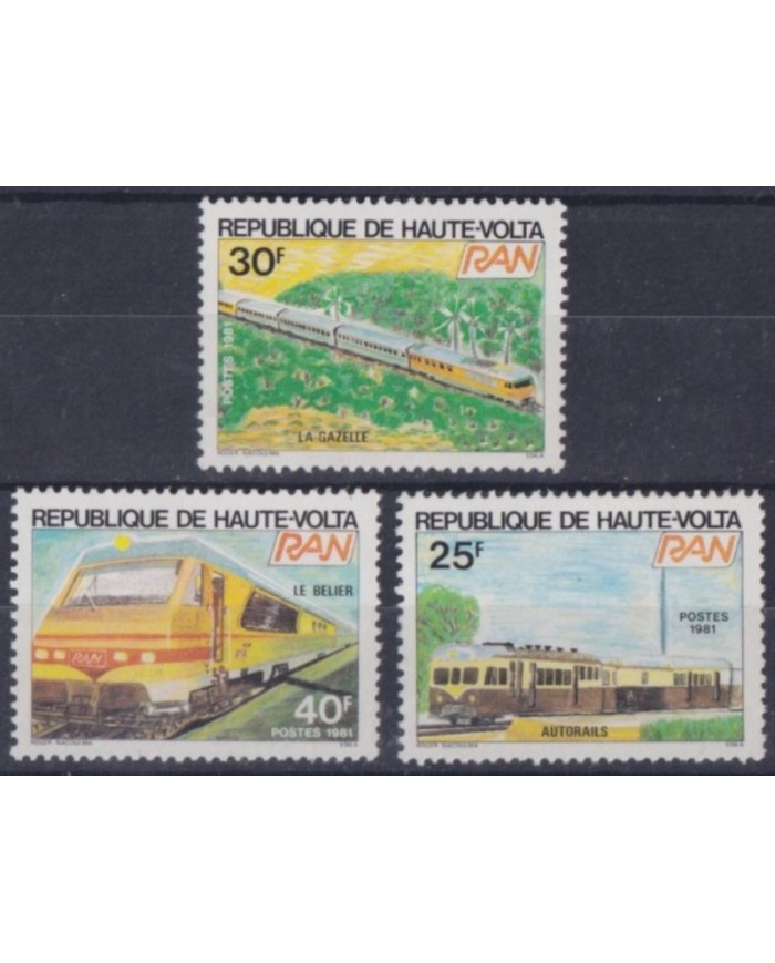 F-EX63576 UPPER VOLTA MNH 1981 RAILROAD RAILWAYS TRAIN FERROCARRIL LOCOMOTIVES.