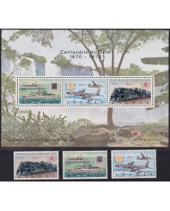 F-EX62852 ANGOLA MNH 1970 CENTENARY SHIP AVION RAILROAD RAILWAYS TRAIN FERROCARRIL.