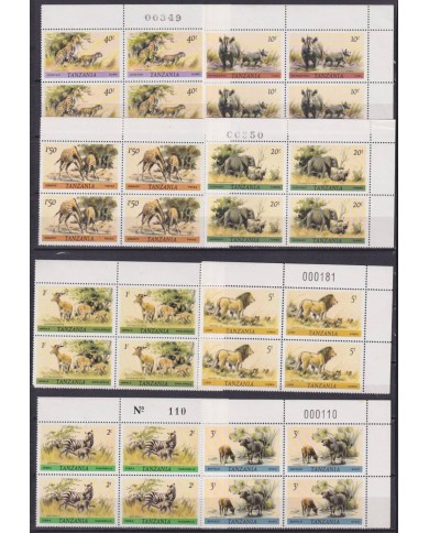 F-EX63568 RWANDA MNH 1980 BLOCK 4 FAUNA IMPALA CHEETAH RHINO LION ELEPHANT.