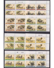 F-EX63568 RWANDA MNH 1980 BLOCK 4 FAUNA IMPALA CHEETAH RHINO LION ELEPHANT.
