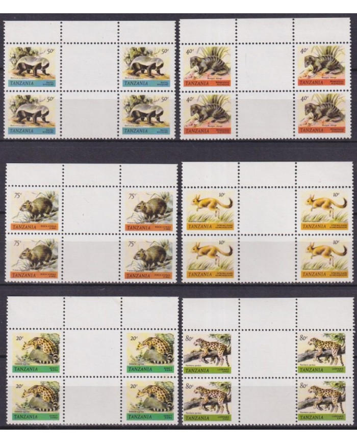 F-EX63568 RWANDA MNH 1980 BLOCK 4 FAUNA IMPALA CHEETAH RHINO LION ELEPHANT.