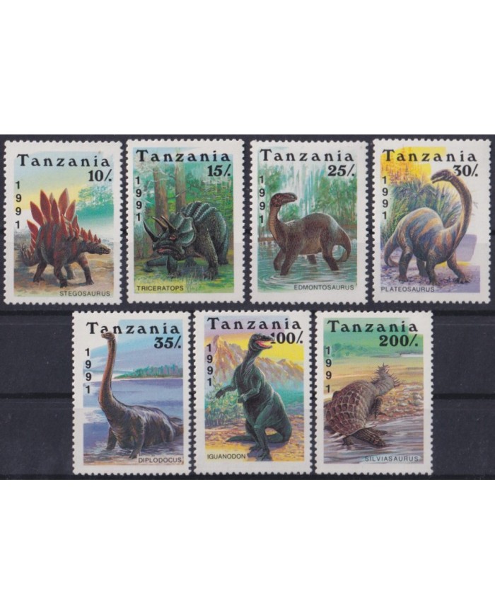 F-EX63477 TANZANIA MNH 1991 BLOCK PREHISTORIC FAUNA DINOSAUR.