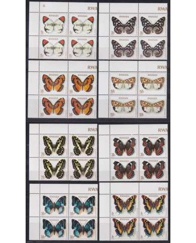 F-EX63566 RWANDA MNH 1985 BL4 FAUNA INSECTS BUTTERFLIES MARIPOSAS PAPILLONS.