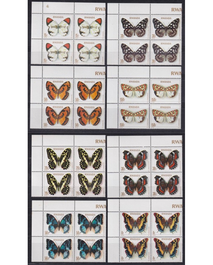 F-EX63566 RWANDA MNH 1985 BL4 FAUNA INSECTS BUTTERFLIES MARIPOSAS PAPILLONS.