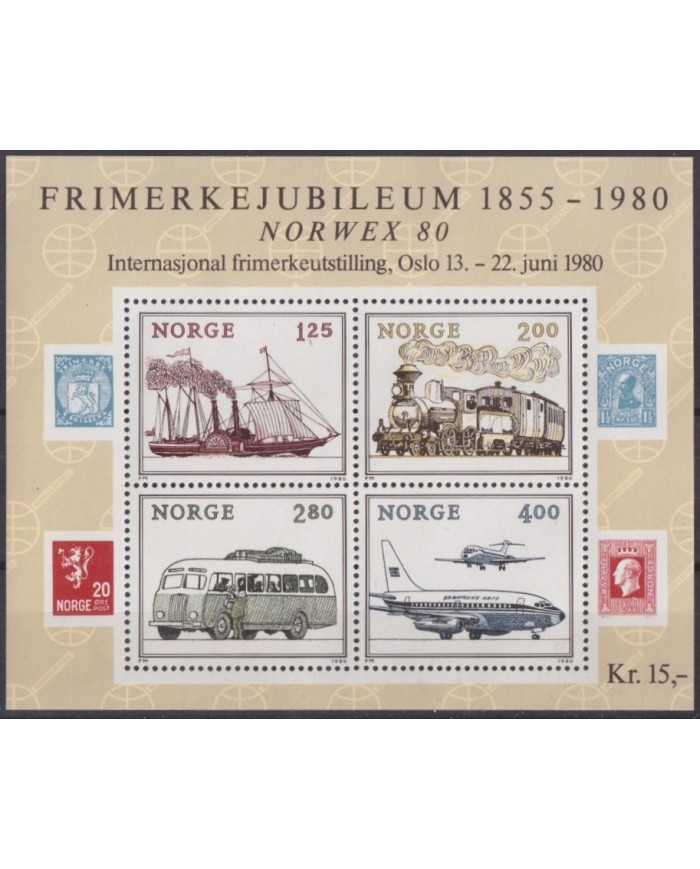 F-EX63191 NORWAY NORGE NOREG MNH 1980 TRANSPORTS RAILROAD CAR SHIP AVION.