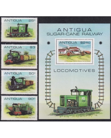 F-EX62848 ANTIGUA MNH 1981 RAILROAD RAILWAYS TRAIN FERROCARRIL LOCOMOTIVES.
