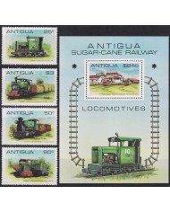 F-EX62848 ANTIGUA MNH 1981 RAILROAD RAILWAYS TRAIN FERROCARRIL LOCOMOTIVES.