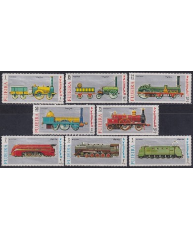 F-EX62876 SAUDI ARABIA FUJEIRA MNH 1971 JAPAN RAILROAD RAILWAYS FERROCARRIL LOCOMOTIVES.
