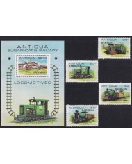 F-EX62849 BARBUDA MNH 1981 SUGAR RAILROAD RAILWAYS TRAIN FERROCARRIL LOCOMOTIVES.