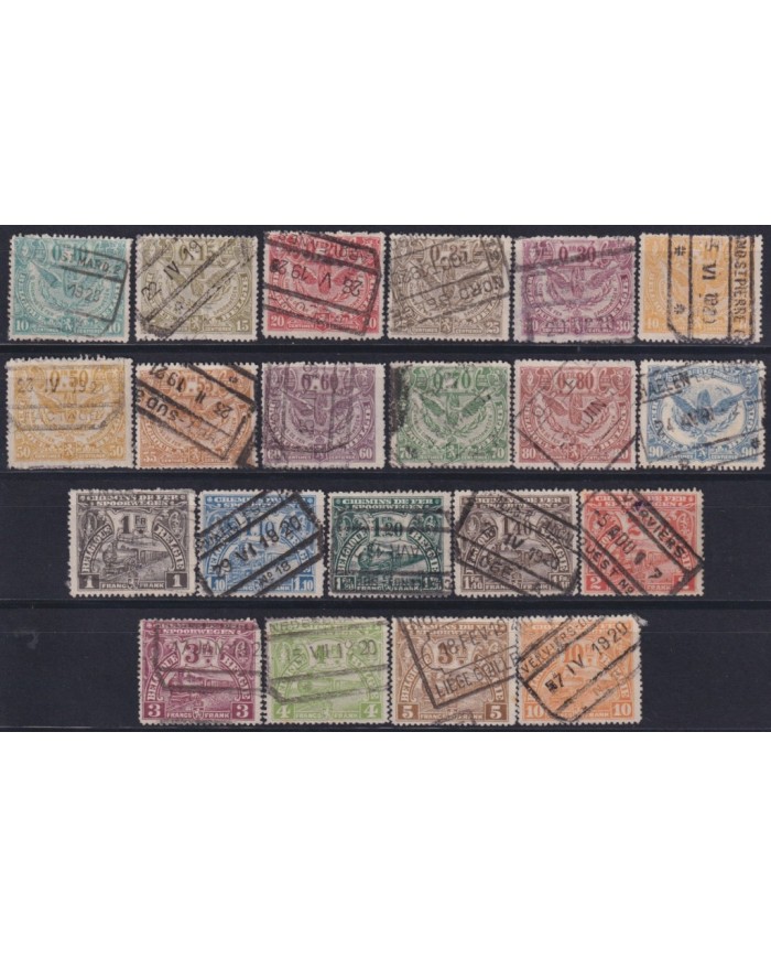 F-EX62775 BELGIUM USED 1938 LONDON ISSUE COLIS POSTAUX RAILROAD RAILWAYS TRAIN FERROCARRIL LOCOMOTIVES.