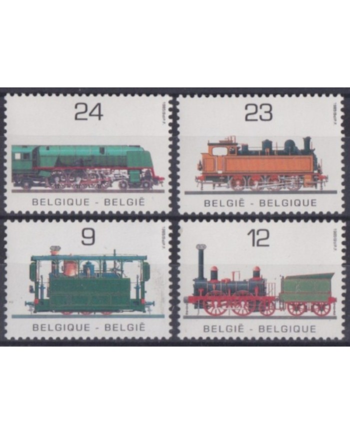 F-EX63265 BELGIUM MNH 1985 CLASSIC RAILROAD RAILWAYS TRAIN FERROCARRIL LOCOMOTIVES.