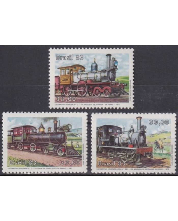 F-EX63317 BRAZIL MNH 1983 RAILROAD RAILWAYS TRAIN FERROCARRIL LOCOMOTIVES.