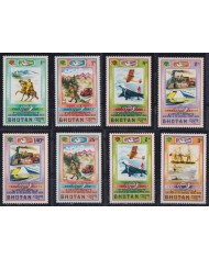 F-EX63580 BHUTAN MNH 1974 UPU RAILROAD SHIP RAILWAYS TRAIN CONCORDE LOCOMOTIVES.