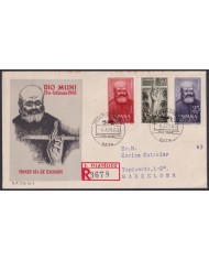 F-EX64075 RIO MUNI SPANISH COLONIES 1963 REG FDC PRO CHILDREN JOAQUIN JUANOLA.