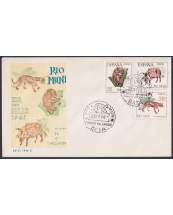 F-EX64138 RIO MUNI SPANISH COLONIES 1967 FDC STAMP DAY FAUNA PANGOLIN DEER.