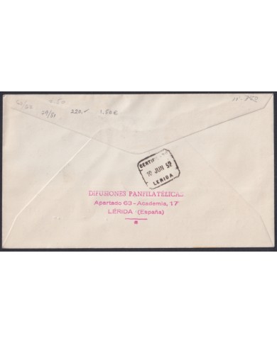 F-EX64123 SIDI IFNI MOROCCO 1952 FDC REG PRO CHILDREN WOMAN TO BARCELONA SPAIN.