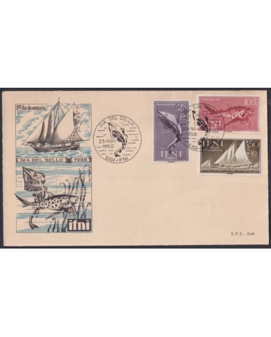 F-EX64084 SIDI IFNI MOROCCO 1958 FDC STAMP DAY MARINE FISH FAUNA.