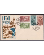 F-EX64124 SIDI IFNI MOROCCO 1959 FDC PRO CHILDREN FAUNA DEER SHEEP.