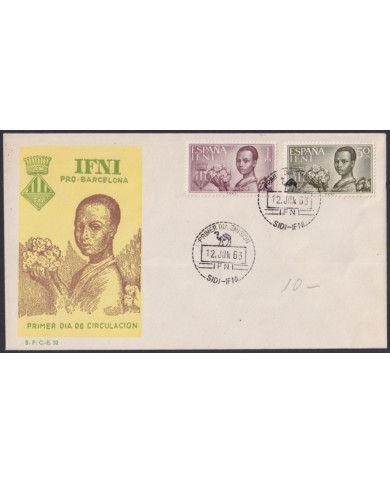 F-EX64068 SIDI IFNI MOROCCO 1963 FDC PRO – BARCELONA INDIGENOUS CHILDREN.