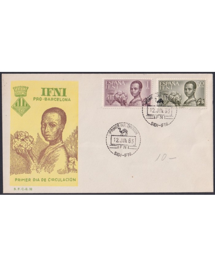 F-EX64068 SIDI IFNI MOROCCO 1963 FDC PRO – BARCELONA INDIGENOUS CHILDREN.