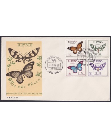F-EX64130 SIDI IFNI MOROCCO 1965 FDC STAMP DAY FAUNA BUTTERFLIES MARIPOSAS INSECTS ENTOMOLOGY.