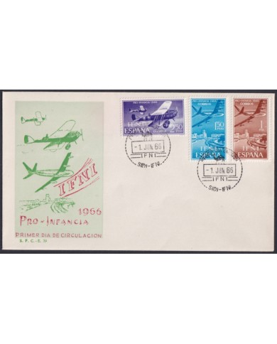 F-EX64129 SIDI IFNI MOROCCO 1965 FDC PRO CHILDREN AIRPLANE AVION FLIYING LANDSCAPE.