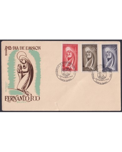 F-EX64094 FERNANDO POO 1960 FDC PRAYER CHRISTIAN WOMAN.