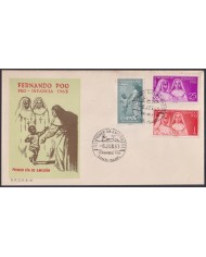 F-EX64092 FERNANDO POO 1963 FDC PRO CHILDREN CHRISTIAN WOMAN.