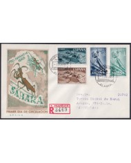 F-EX64102 SPANISH SAHARA 1965 FDC REG PRO CHILDREN FAUNA BEETLE INSECTS MANTIS.