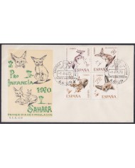F-EX64108 SPANISH SAHARA 1970 FDC PRO CHILDREN FAUNA DESERT FENEC FOX.