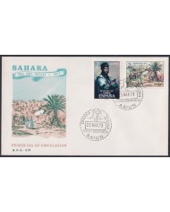 F-EX64111 SPANISH SAHARA 1973 FDC STAMP DAY ART PAINTING LANDSCAPE.