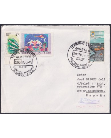 F-EX64197 CHILE ANTARCTIC TERRITORY 1999 COVER O´HIGGINS STATION TO SPAIN.