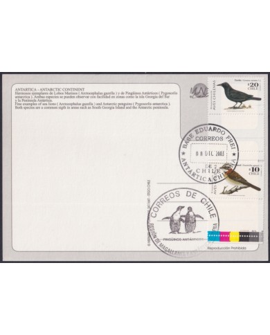 F-EX64182 CHILE ANTARCTIC TERRITORY 2003 COVER EDUARDO FREI STATION BIRD.