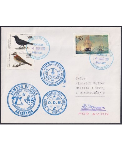 F-EX64167 CHILE ANTARCTIC TERRITORY 2003 COVER EDUARDO FREI STATION BIRD.