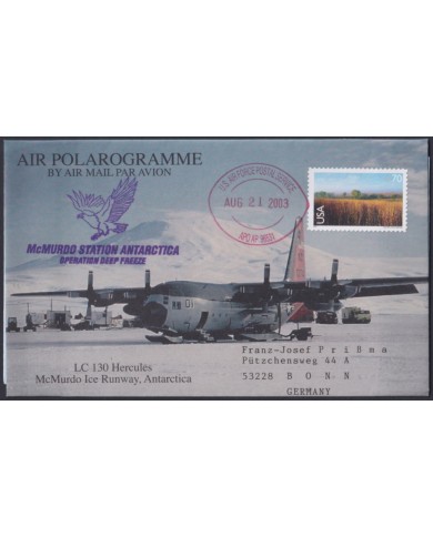 F-EX64189 USA 2003 POLAROGRAMME McMURDO ANTARCTIC STATION TO GERMANY.