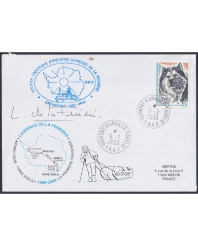F-EX64216 TAAF FRANCE 2001 DUMONT D´URVILLE ANTARCTIC STATION COVER.