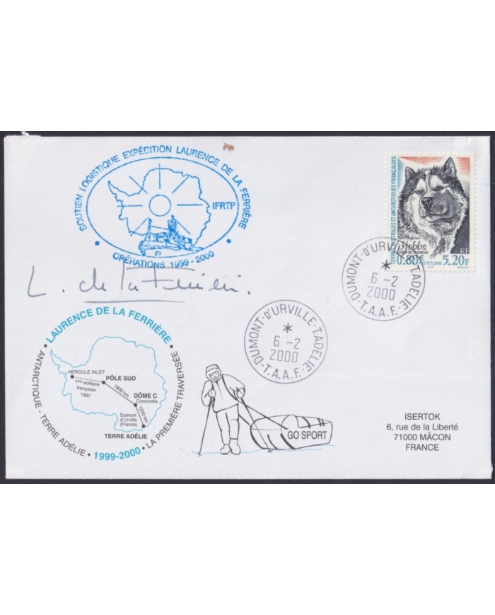 F-EX64216 TAAF FRANCE 2001 DUMONT D´URVILLE ANTARCTIC STATION COVER.