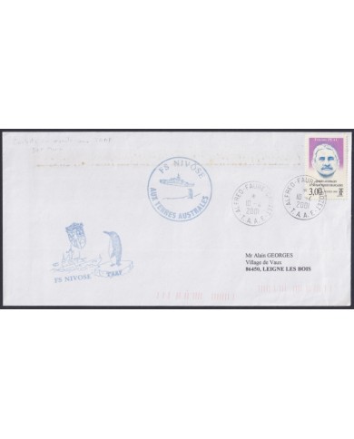F-EX64209 TAAF FRANCE 2001 FS NIVOSE ANTARCTIC STATION COVER.