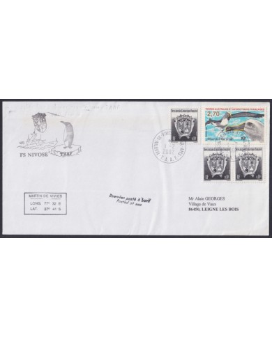 F-EX64207 TAAF FRANCE 2002 FS NIVOSE MARTIN DE VIVIES ANTARCTIC STATION COVER.