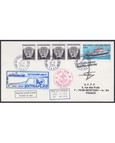 F-EX64208 TAAF FRANCE 2004 MARION DUFRESNE PAQUEBOT ANTARCTIC STATION COVER.