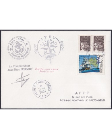 F-EX64211 TAAF FRANCE 2004 MARION DUFRESNE PAQUEBOT ANTARCTIC STATION COVER.