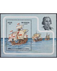 F-EX61796 NICARAGUA MNH 1992 DISCOVERY VOYAGE OF COLUMBUS SAILING SHIP.