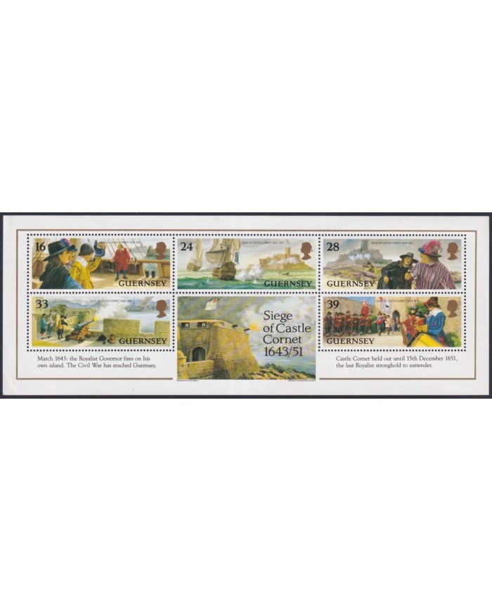 F-EX59875 GUERNSEY UK ENGLAND 1993 MNH SIEGUE OF CORNET CASTLE SHIP.