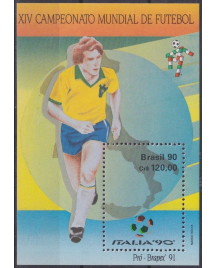 F-EX61812 BRAZIL MNH 1990 WORLD SOCCER CHAMPIONSHIP FOOTBALL CUP PRO BRAPEX.