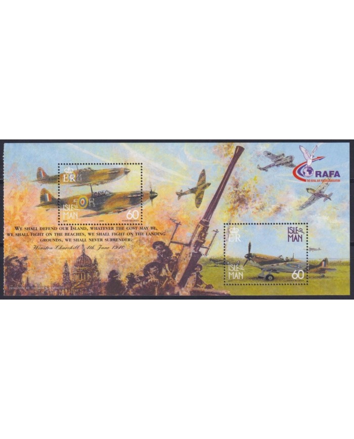 F-EX59889 MAN IS UK ENGLAND MNH 2000 WWII BATTLE FROM BRITAIN AVION AIRPLANE.