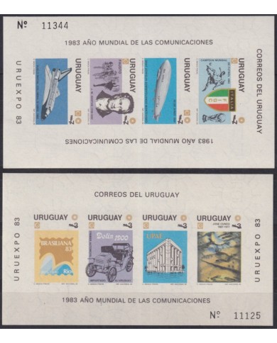 F-EX61921 URUGUAY MNH 1983 IMPERF COMMUNICATION YEAR CARS AUTO ZEPPELIN.