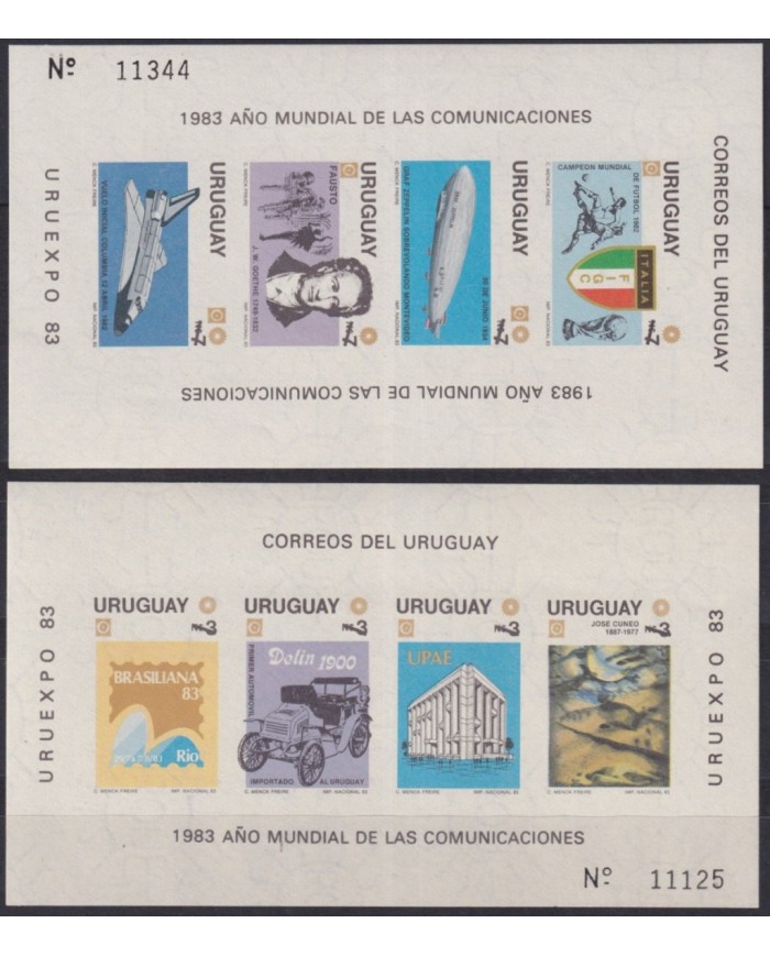 F-EX61921 URUGUAY MNH 1983 IMPERF COMMUNICATION YEAR CARS AUTO ZEPPELIN.