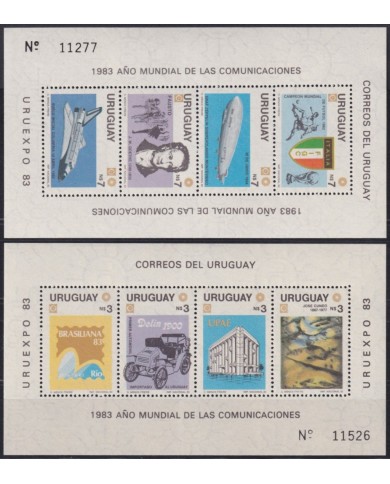 F-EX61920 URUGUAY MNH 1983 PERF COMMUNICATION YEAR CARS AUTO ZEPPELIN.