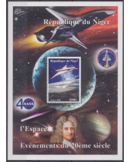 F-EX62489 NIGER MNH 1998 COSMOS SPACE EXPLORATION NEWTON AIRPLANE ROCKET.